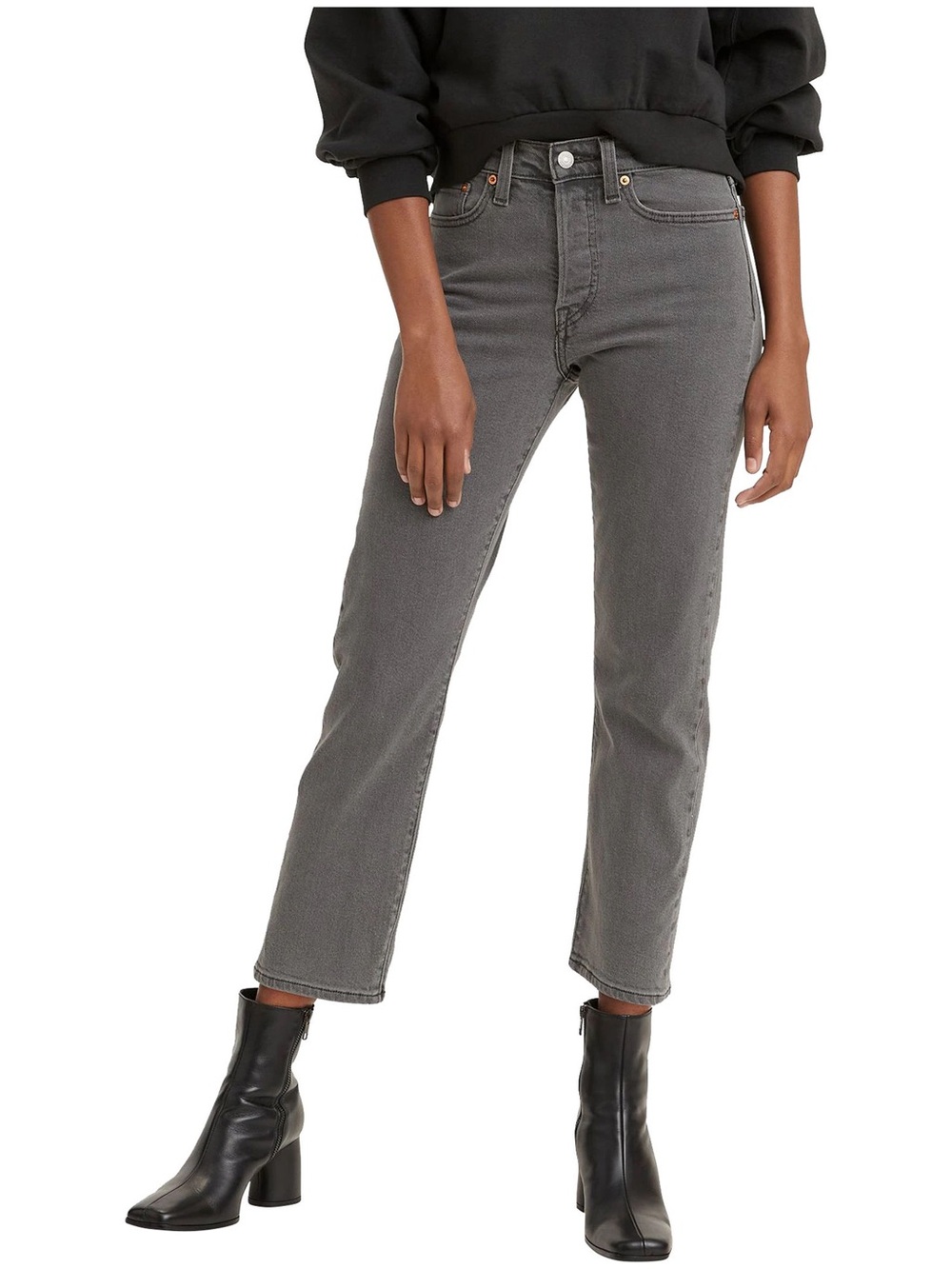 Levi’s Wedgie Straight Gray High Rise Button Fly Jeans Size 31